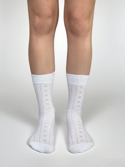 Lace-pattern crew socks- 170N