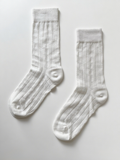 Lace-pattern crew socks- 170N
